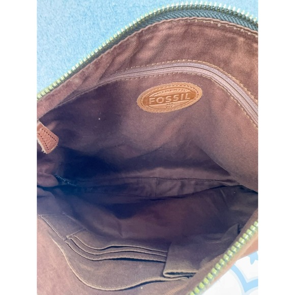 Vintage‎ Fossil Leather Crossbody Bag Brown Saddle Adjustable Strap Zip Pockets - Picture 5 of 9